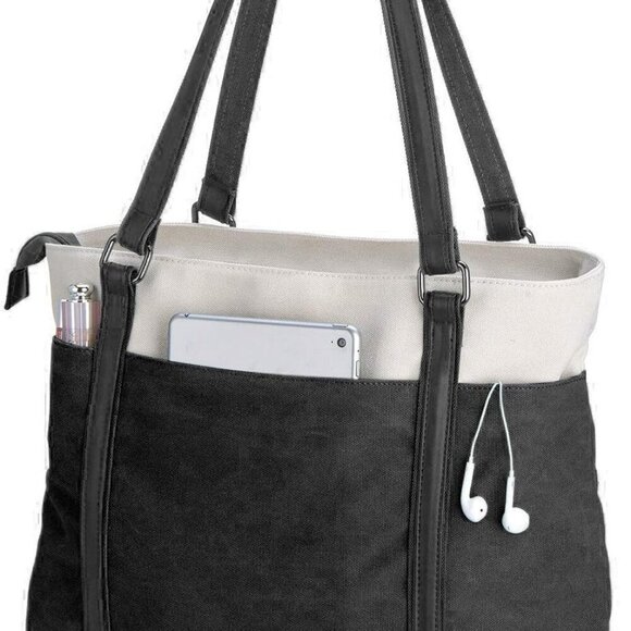 Women's Work Bag with Laptop Compartment Zipper Pockets Teacher Totes Purse - Picture 1 of 5